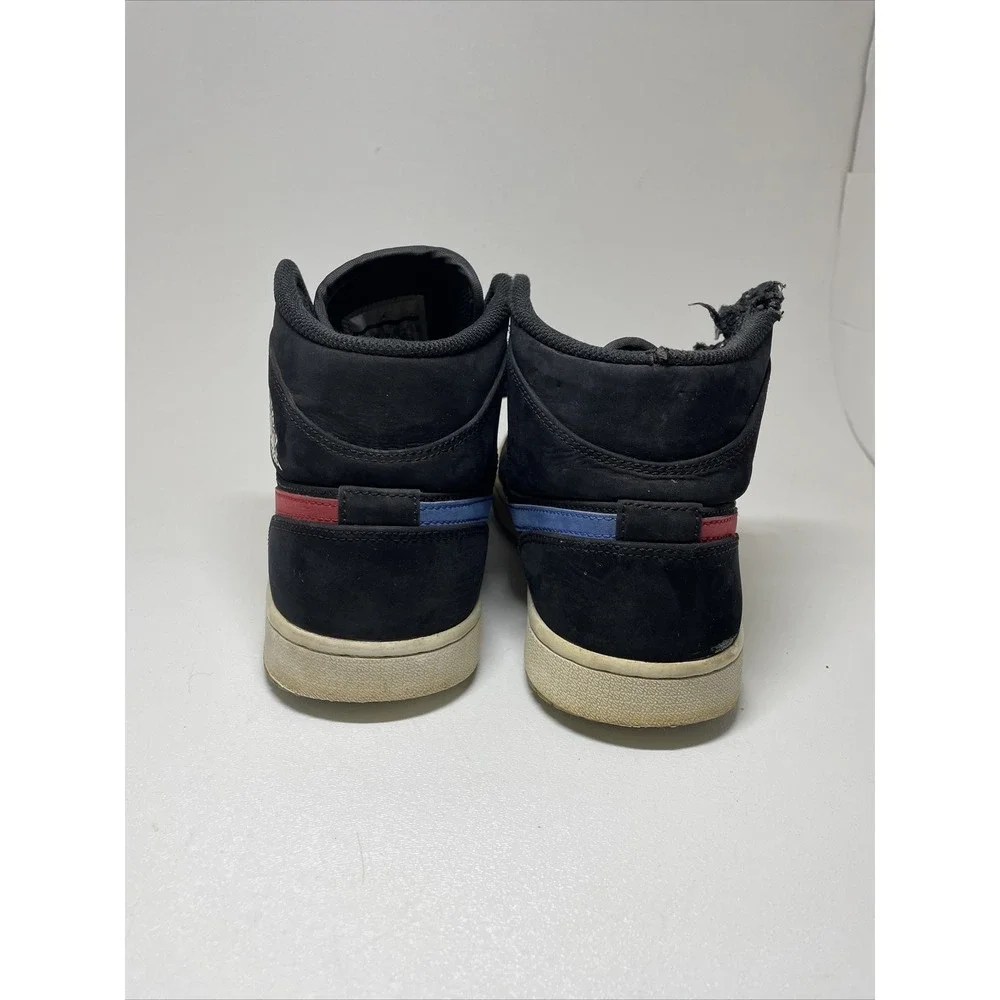 Nike AIR JORDAN 1‎ Mid Multi-Color Swoosh Black Red Blue Mens Shoes Size 8.5